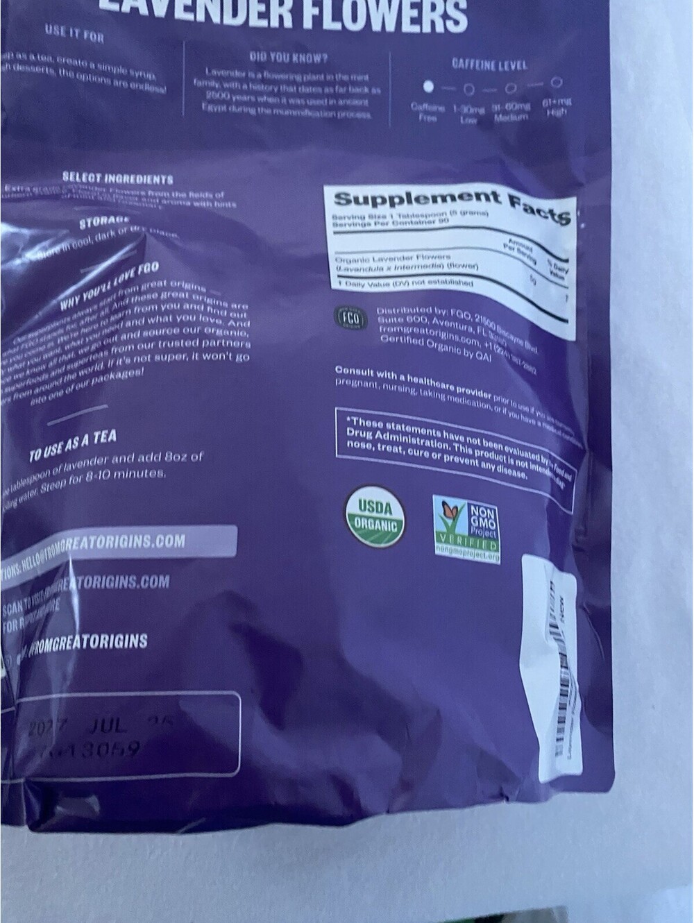 New Bag Of Lavender French Flower Buds Organic Dried 16oz From Great Origins - Picture 4 of 6